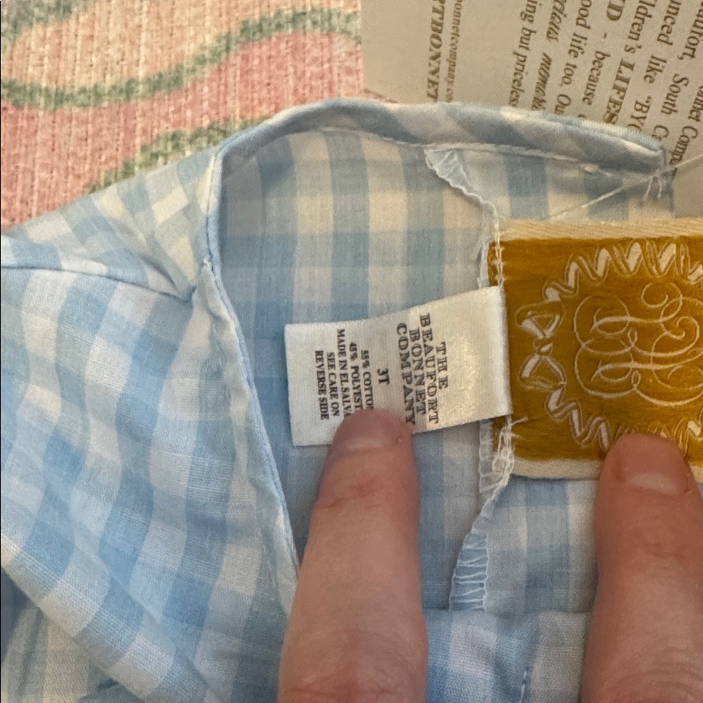 The Beaufort Bonnet Company Light Blue Gingham Blouse (3T) - Picture 3 of 4